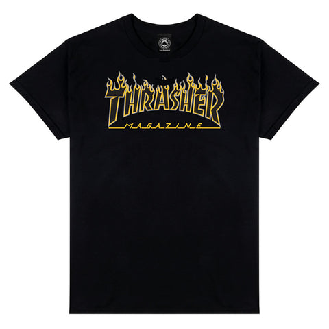 Thrasher Flame T-Shirt Black/Yellow