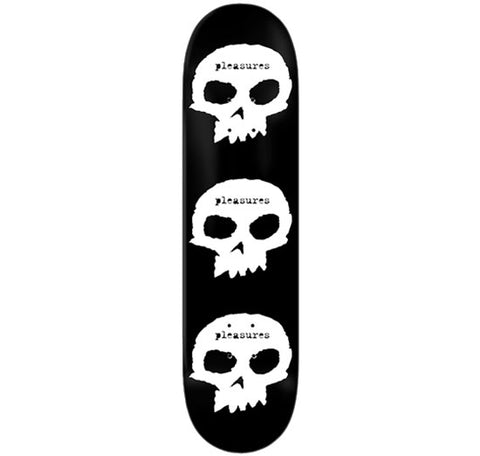 Zero x Pleasures 3 Skull 8.25" Resin7 Black Dipped Skateboard Deck