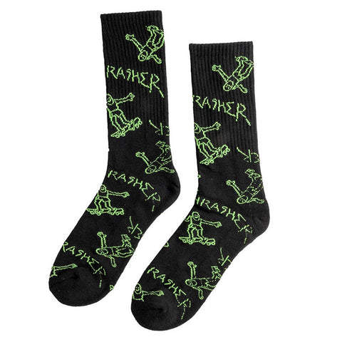 Thrasher Gonz Logo Crew Black/Green Skatesokken