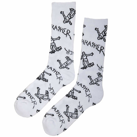 Thrasher Gonz Logo Crew White Skatesokken