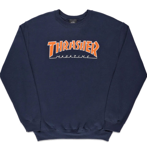Thrasher Outlined Logo Crew Sweater Navy/Orange