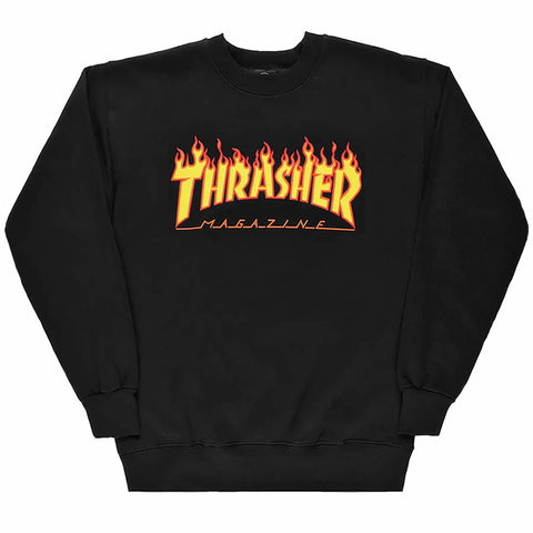 Thrasher Flame Crew Sweater Black