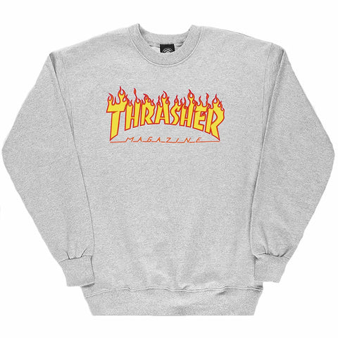 Thrasher Flame Crew Sweater Lite-Steel